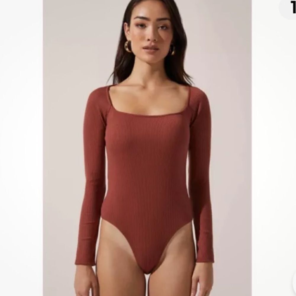 NWT ASTR The Label Long Sleeve Bodysuit Marsala Sz L